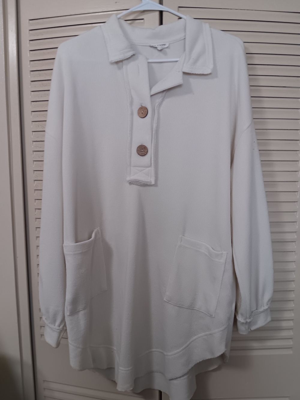 Blu Pepper Women's White Polo Dress with Front Pockets